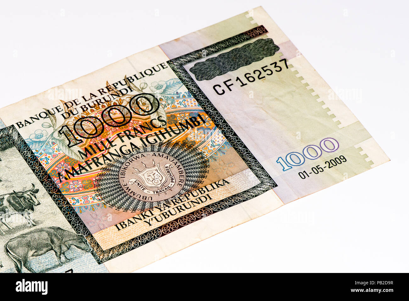1000 franchi burundesi. Franco burundese è la moneta nazionale della Repubblica del Burundi Foto Stock