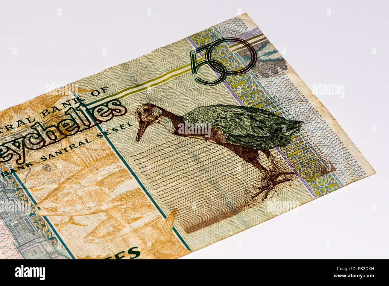 50 Rupia delle Seychelles banconota in moneta nazionale delle Seychelles Foto Stock