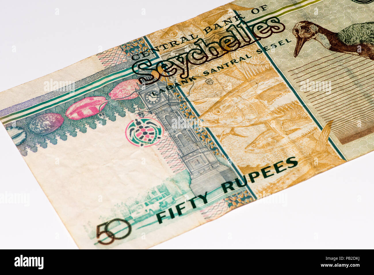 50 Rupia delle Seychelles banconota in moneta nazionale delle Seychelles Foto Stock