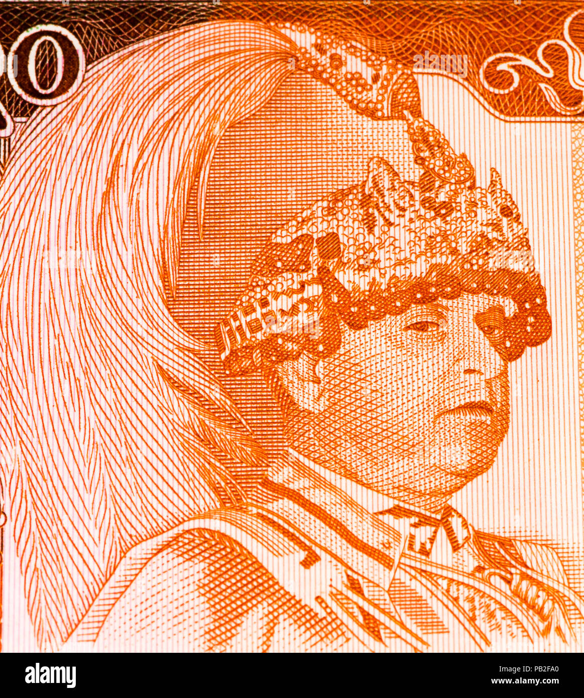 20 rupia Nepalese bank nota. Rupia nepalese è la valuta nazionale del Nepal Foto Stock