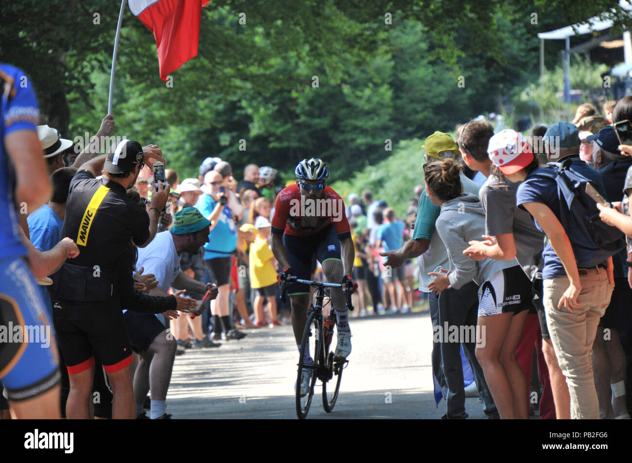 Sonny Colbrelli al Tour de France 2018 stadio 15 a Carcassonne al Pic de Nore salire Foto Stock