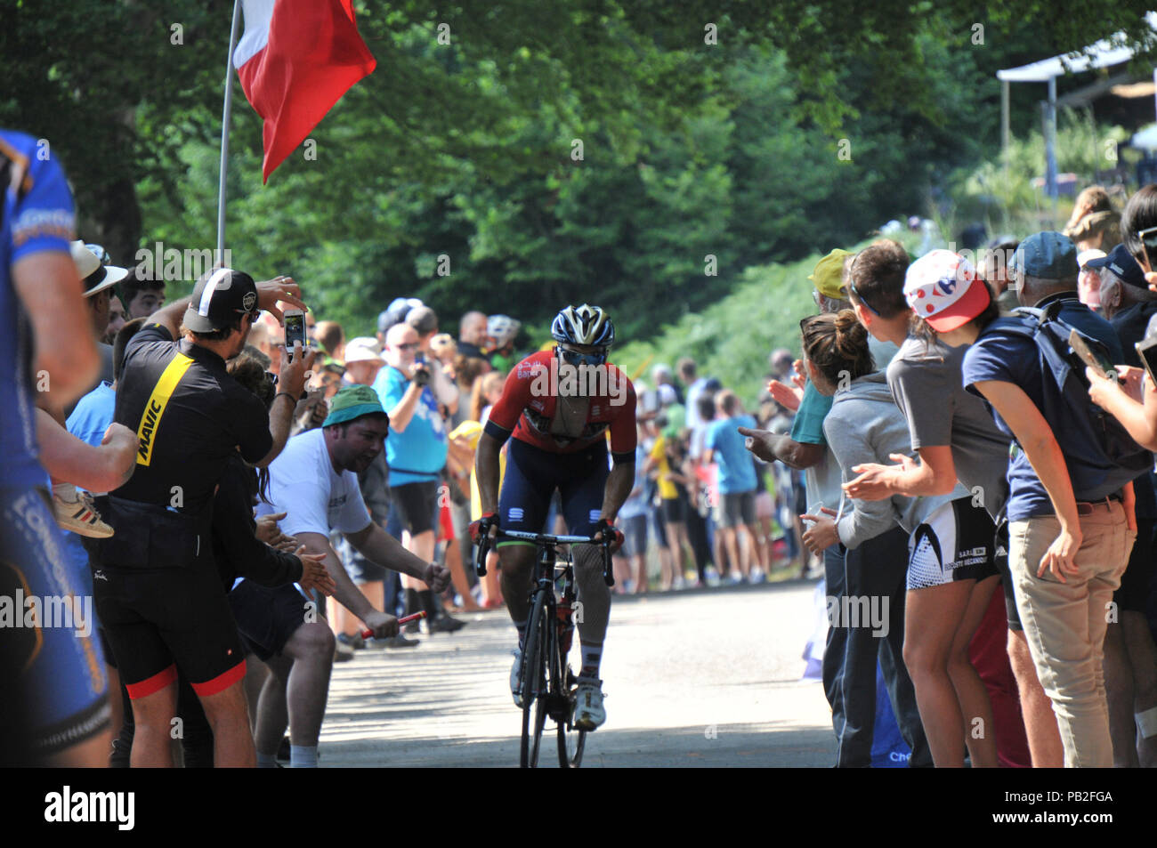Sonny Colbrelli al Tour de France 2018 stadio 15 a Carcassonne al Pic de Nore salire Foto Stock