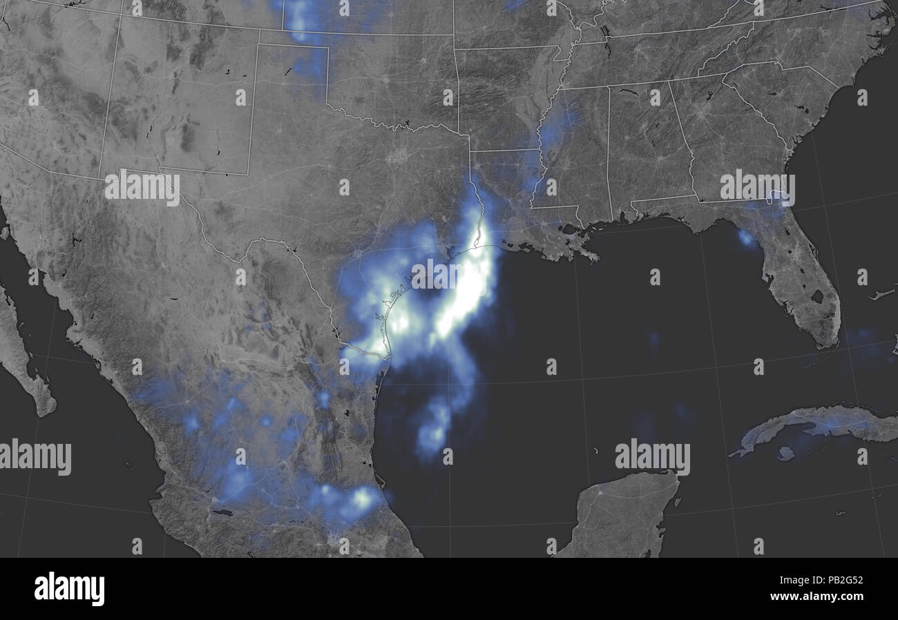La NASA immagine satellitare di heavy rain portato da una tempesta tropicale oltre a sud ovest del Texas, USA Giugno 18-21, 2018 Foto Stock
