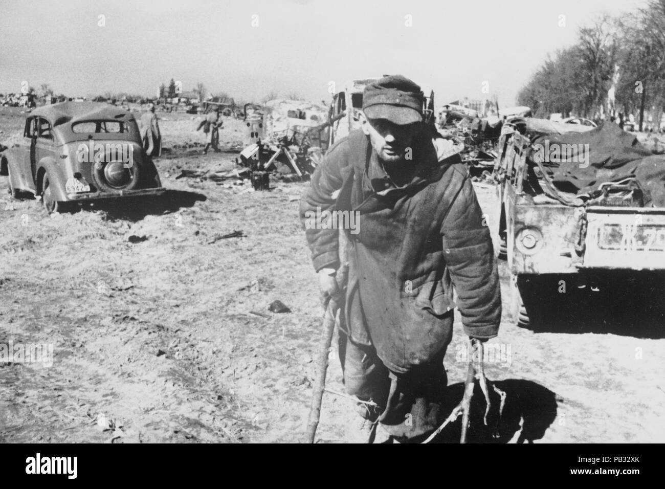 II guerra mondiale, soldato tedesco ferito Foto Stock