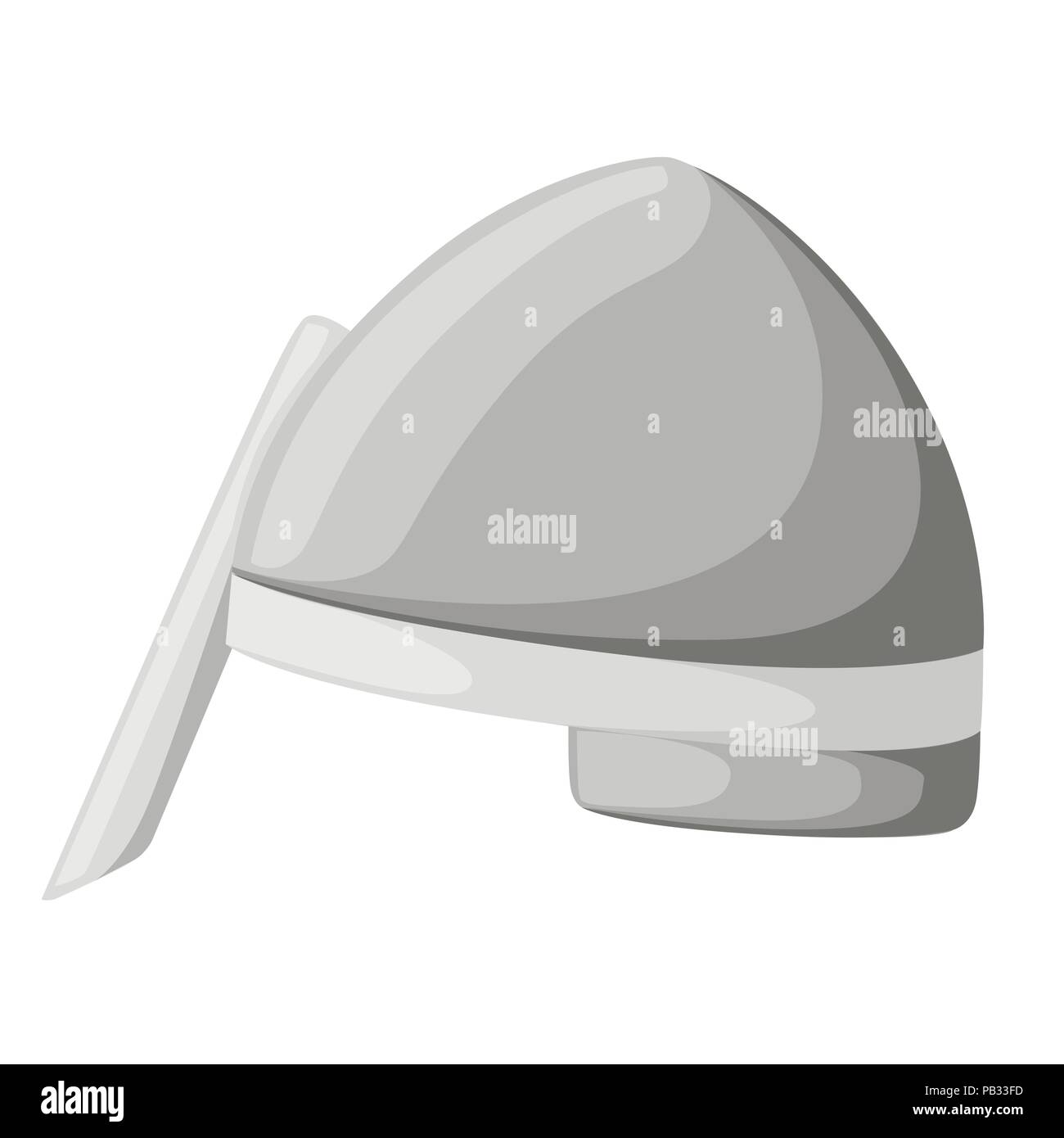 Norman cultura. Metallo medievale knight casco. Colore argento armor. Il cavaliere guerriero logo, emblema, simbolo, sport mascotte. Appartamento illustrazione vettoriale isolat Illustrazione Vettoriale