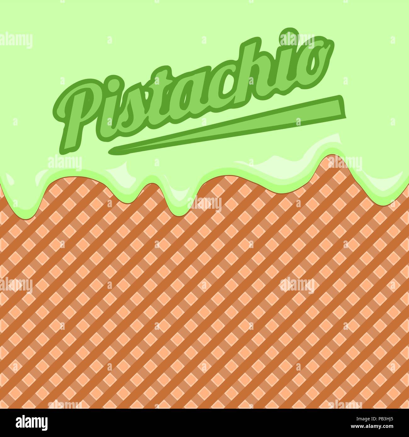 Sfondo di wafer con pistacchio gelato, illustrazione vettoriale Illustrazione Vettoriale