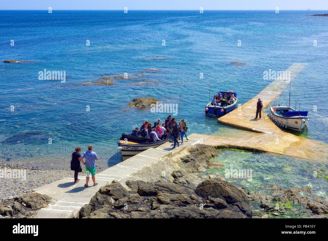 Gite in barca a St Michael's Mount,Karrek Loos yn Koos,Marazion,Cornwall,l'Inghilterra,uk Foto Stock