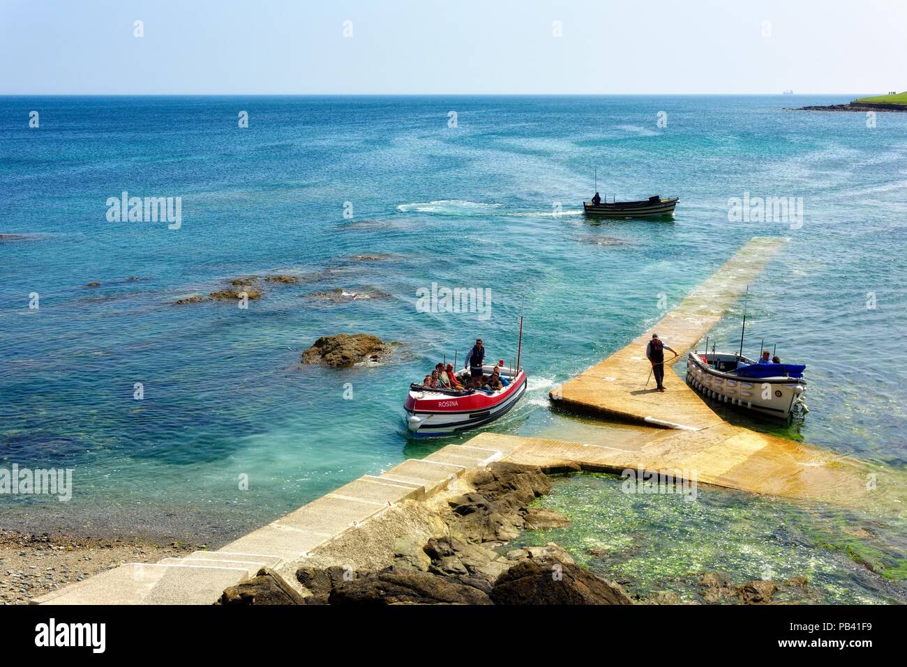 Gita in barca a St Michael's Mount,Karrek Loos yn Koos,Marazion,Cornwall,l'Inghilterra,uk Foto Stock