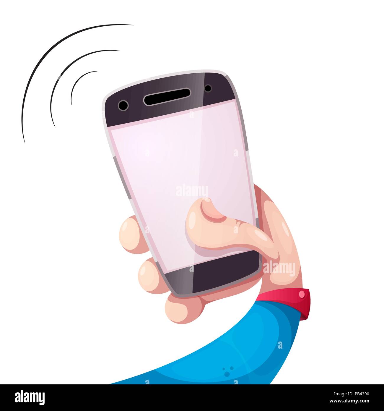 Funny cartooon smartphone, illustrazione a mano. Illustrazione Vettoriale