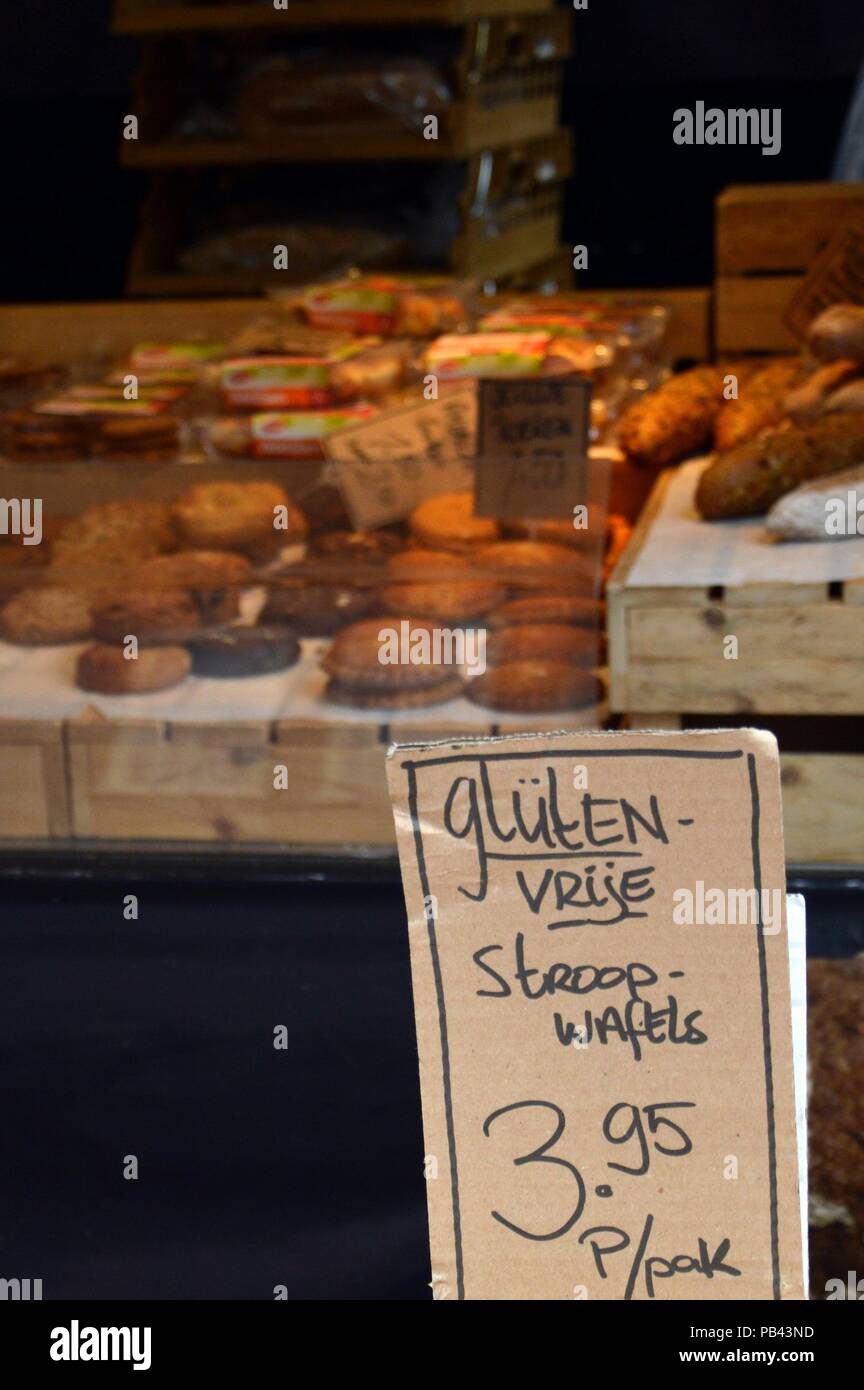 Senza glutine street food a Albert Cuyp markt Foto Stock