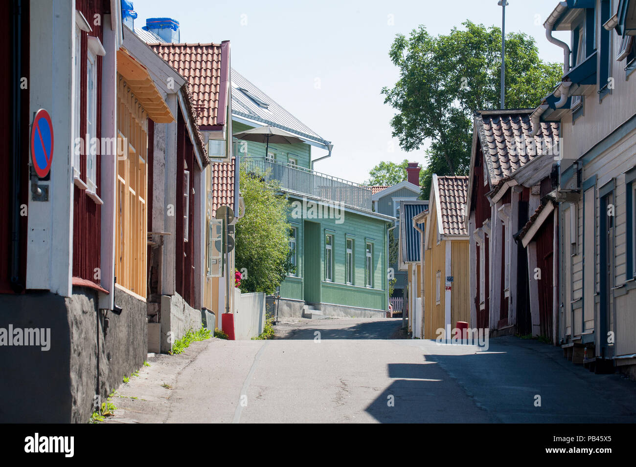 ÖREGRUND Uppland svedese città estivo presso la costa del Mar Baltico 2018 Foto Stock