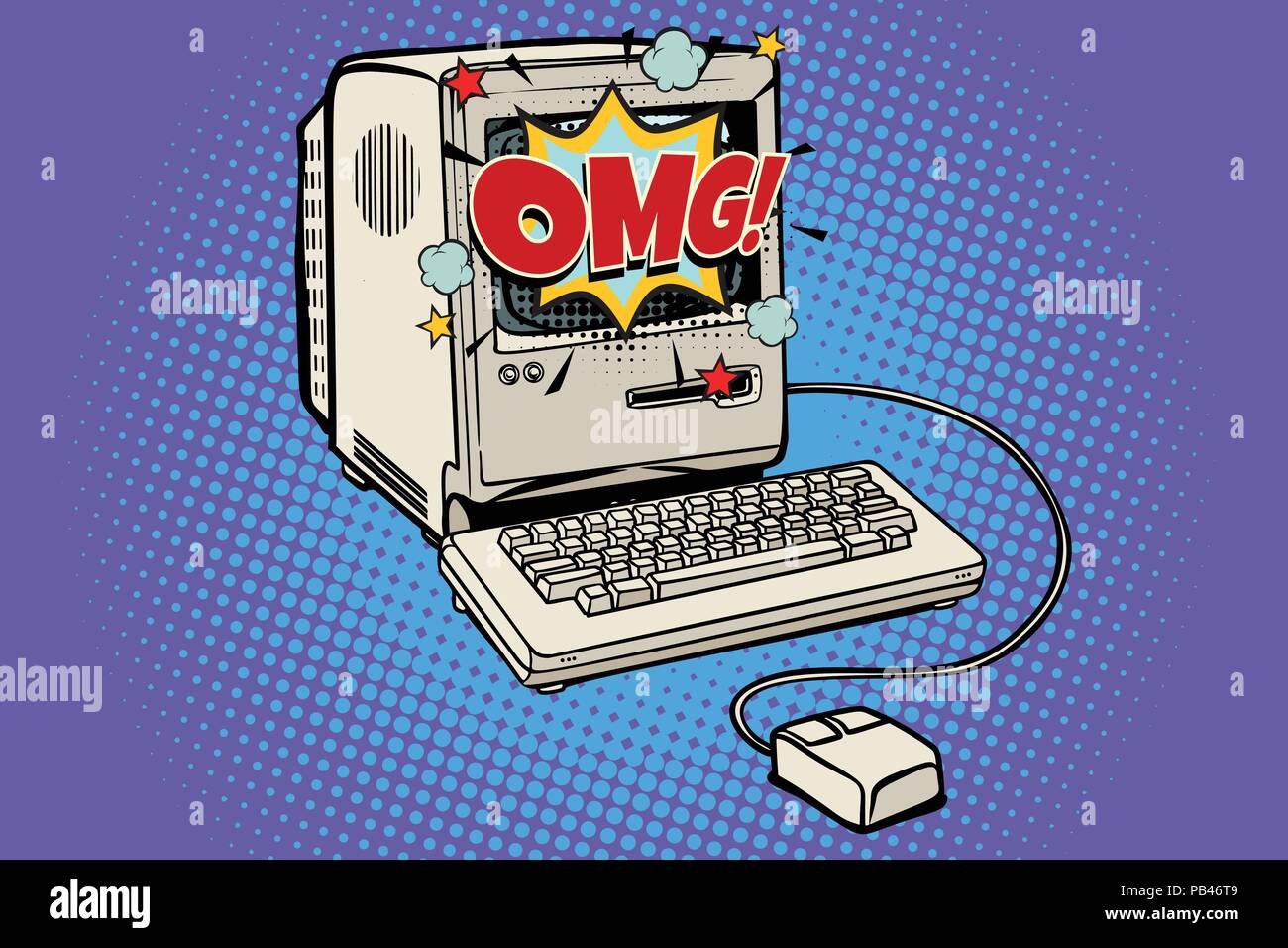 OMG vintage computer retrò Illustrazione Vettoriale