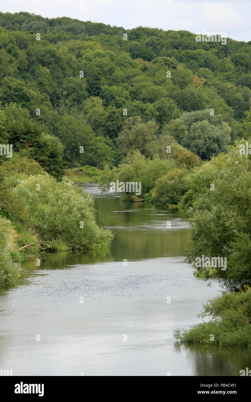 Vista del fiume Severn a Alveley, Shropshire, Regno Unito. Foto Stock