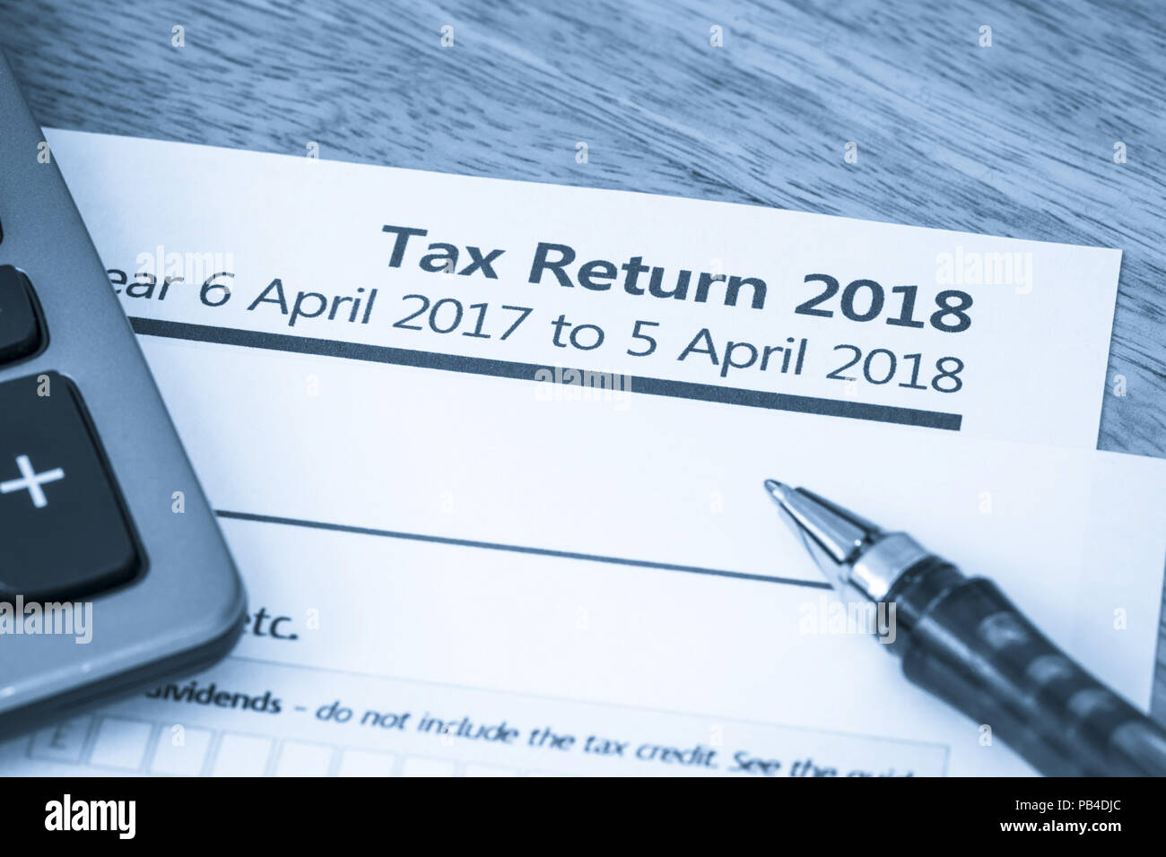 UK HMRC self assessment redditi forma 2018 Foto Stock