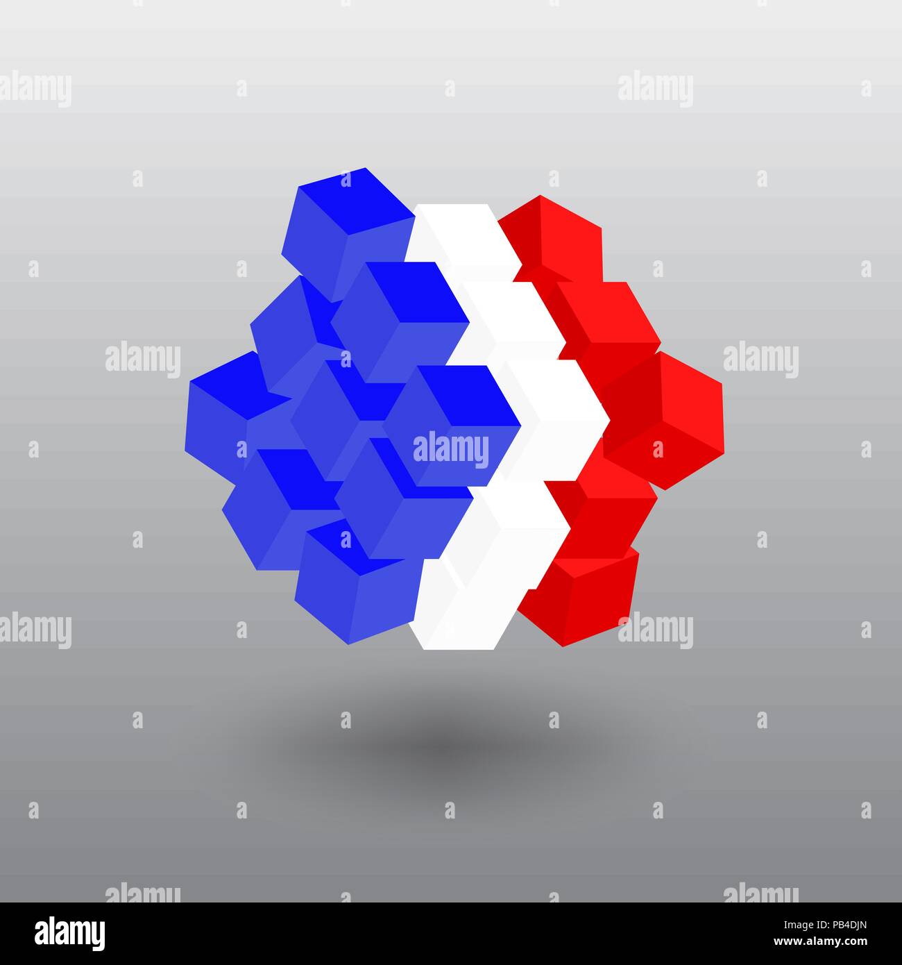 Trasformatore di vettore di bandiera della Francia Cube Illustrazione Vettoriale