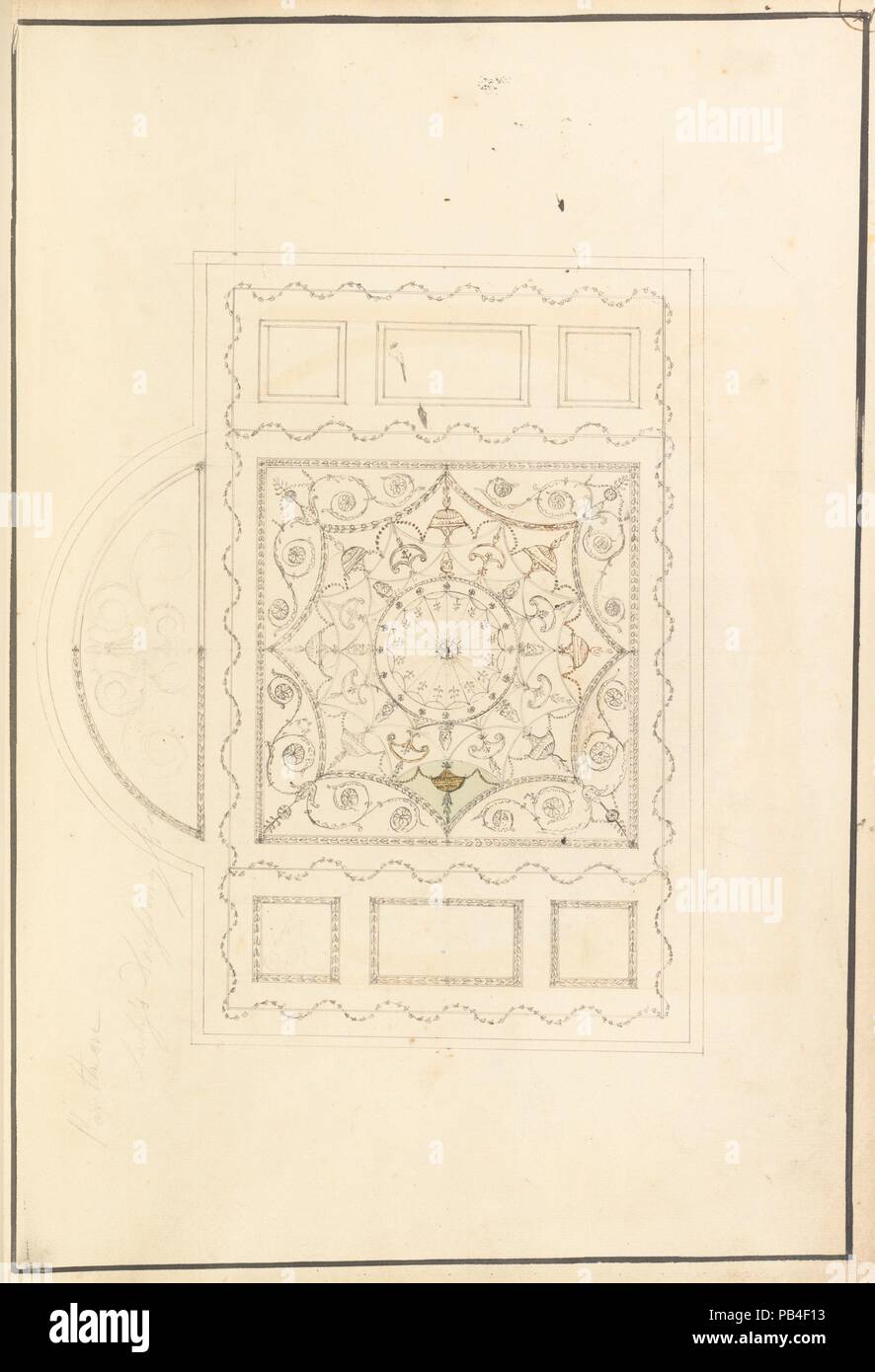 Design per soffitto di Ladies' Spogliatoio al Pantheon, Oxford Street, Londra. Artista: James Wyatt (British, Weeford, Stafforshire 1746-1813 vicino a Marlborough, Wiltshire). Dimensioni: foglio: 20 1/4 x 14 3/16 in. (51,5 x 36 cm). Data: ca. 1770. Museo: Metropolitan Museum of Art di New York, Stati Uniti d'America. Foto Stock