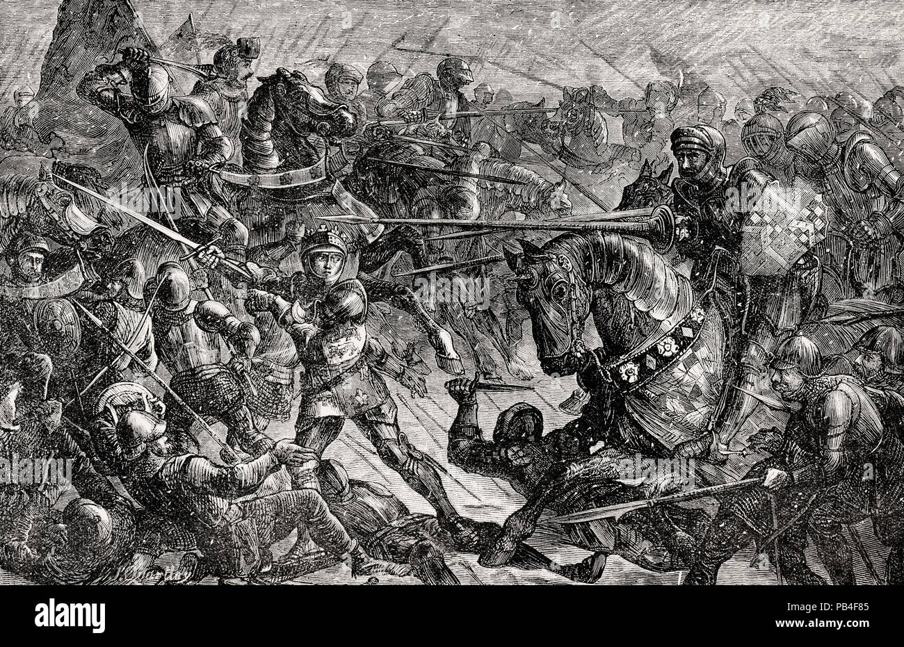La battaglia di Towton il 29 marzo 1461, le guerre di rose, dal British battaglie di terra e di mare, da James Grant Foto Stock