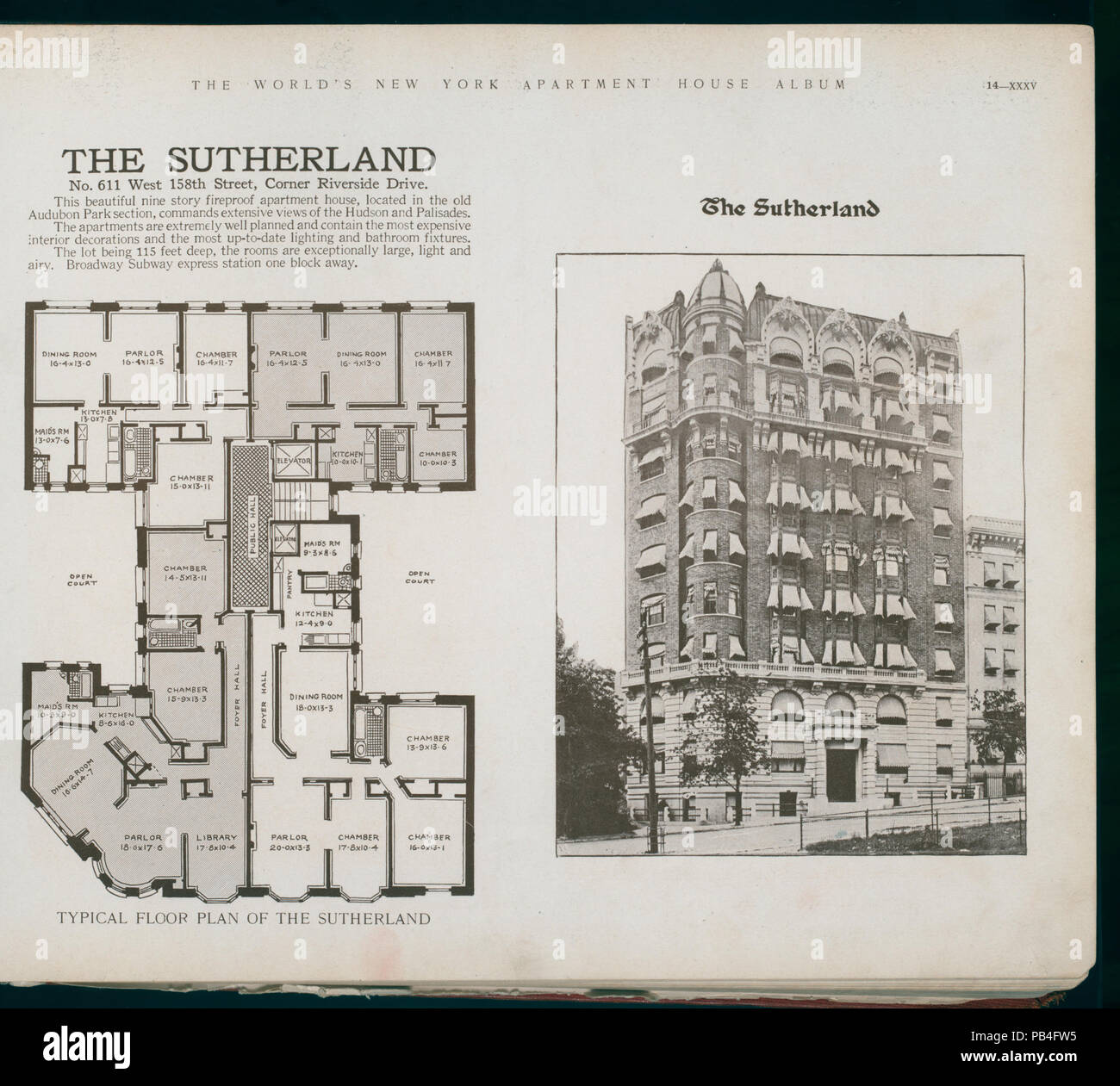 1705 Il Sutherland. No. 611 West 158 Street, angolo Riverside Drive (NYPL b11389518-417187) Foto Stock