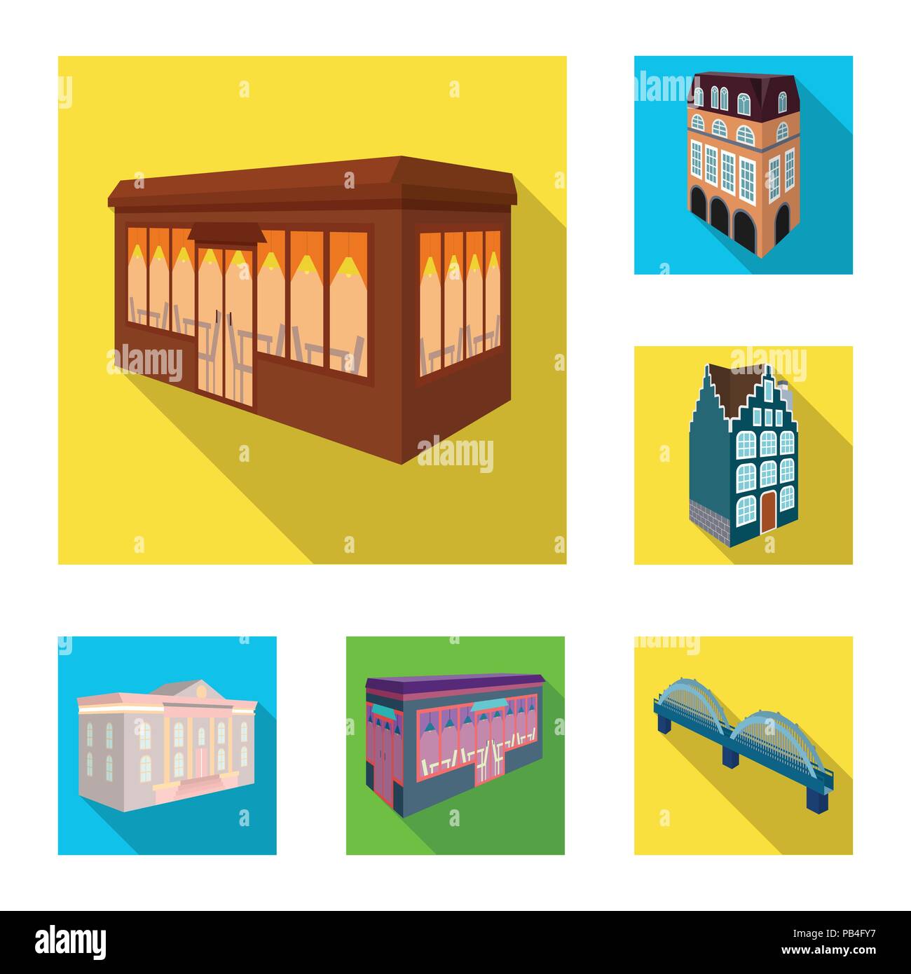 Edilizia ed architettura icone piatta in set di raccolta per design.La costruzione e la dimora del vettore simbolo isometrica stock illustrazione. Illustrazione Vettoriale