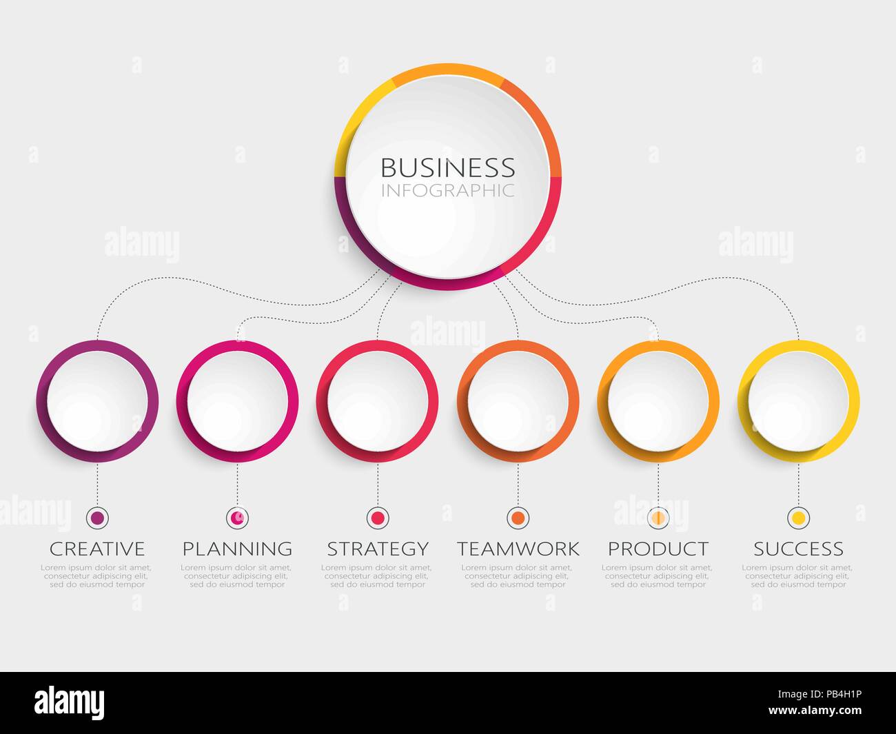 Abstract 3D Una infografica Modello con 6 passaggi per il successo. Business modello di cerchio con opzioni per brochure, diagramma, timeline. EPS vettoriali 10 Illustrazione Vettoriale