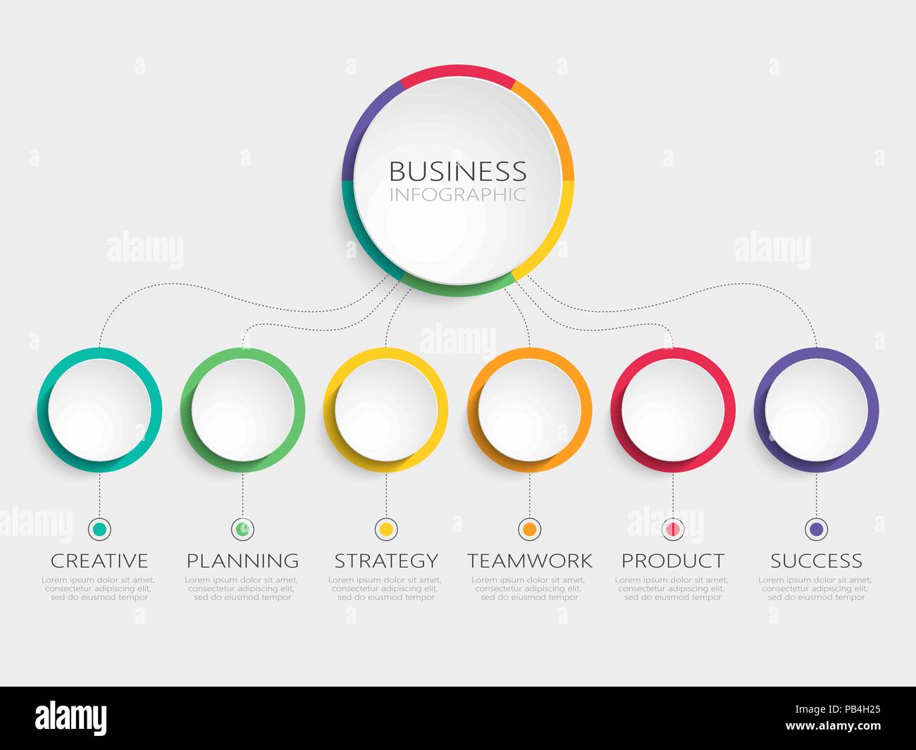 Abstract 3D Una infografica Modello con 6 passaggi per il successo. Business modello di cerchio con opzioni per brochure, diagramma, timeline. EPS vettoriali 10 Illustrazione Vettoriale