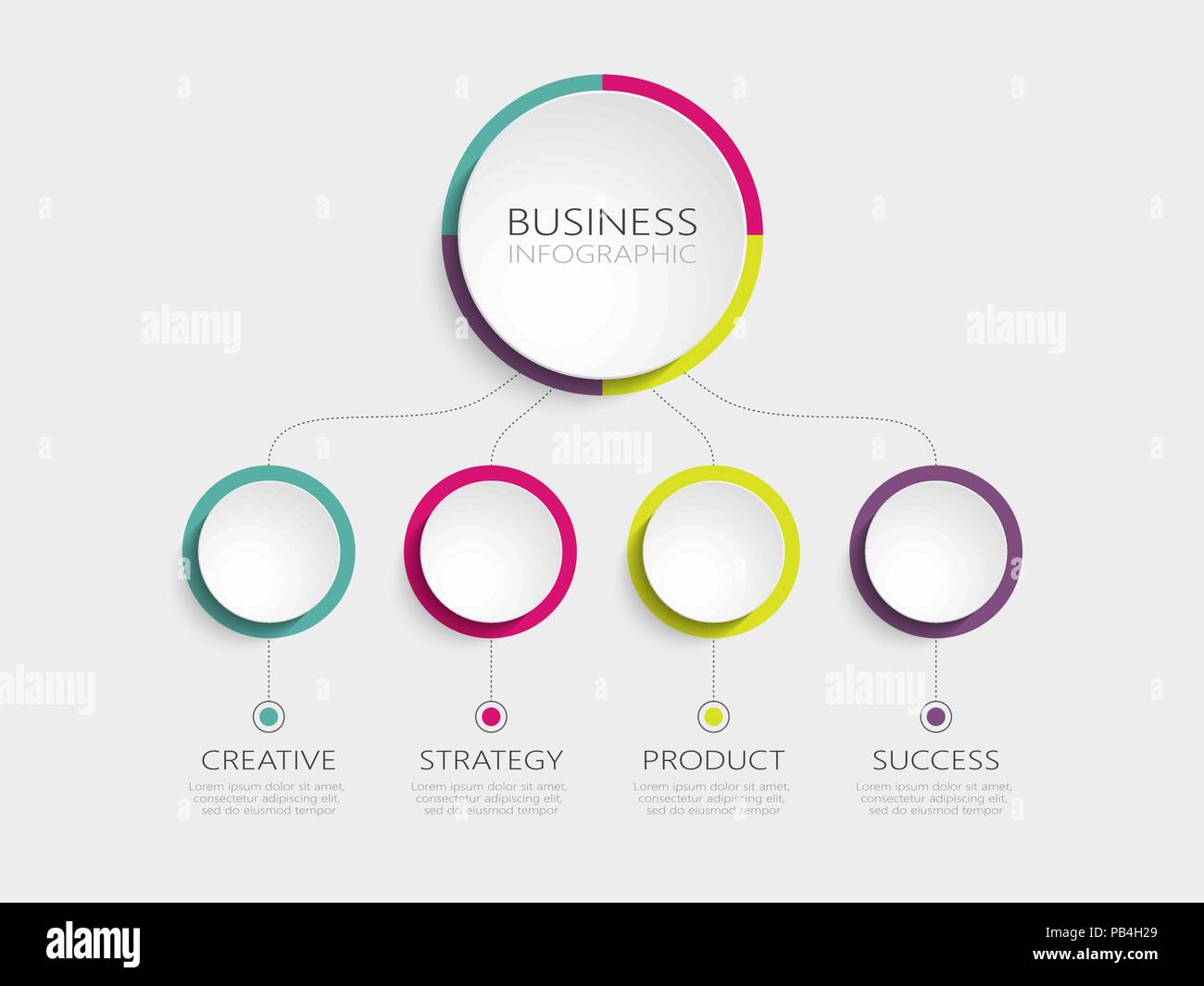 Abstract 3D Una infografica Modello con 4 passaggi per il successo. Business modello di cerchio con opzioni per brochure, diagramma, timeline. EPS vettoriali 10 Illustrazione Vettoriale