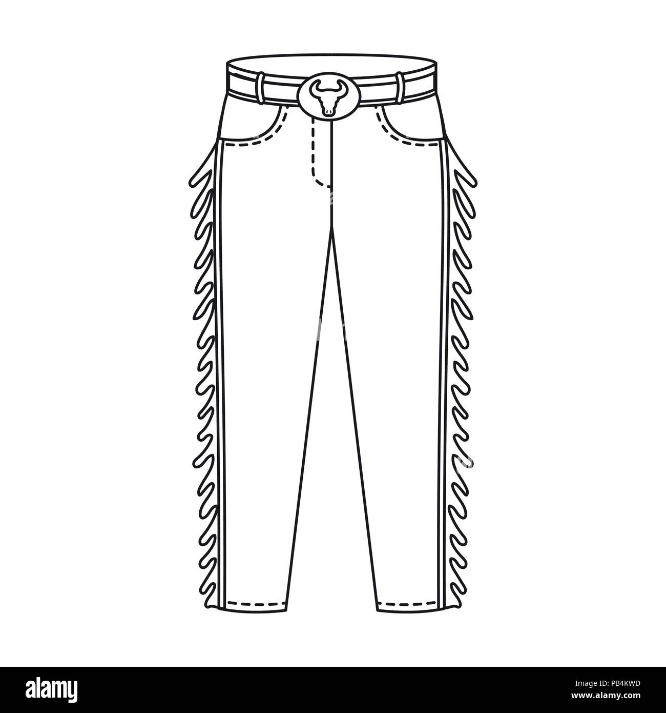 Cowboy jeans icona nella schema di progettazione isolato su sfondo bianco. Rodeo stock simbolo illustrazione vettoriale. Illustrazione Vettoriale