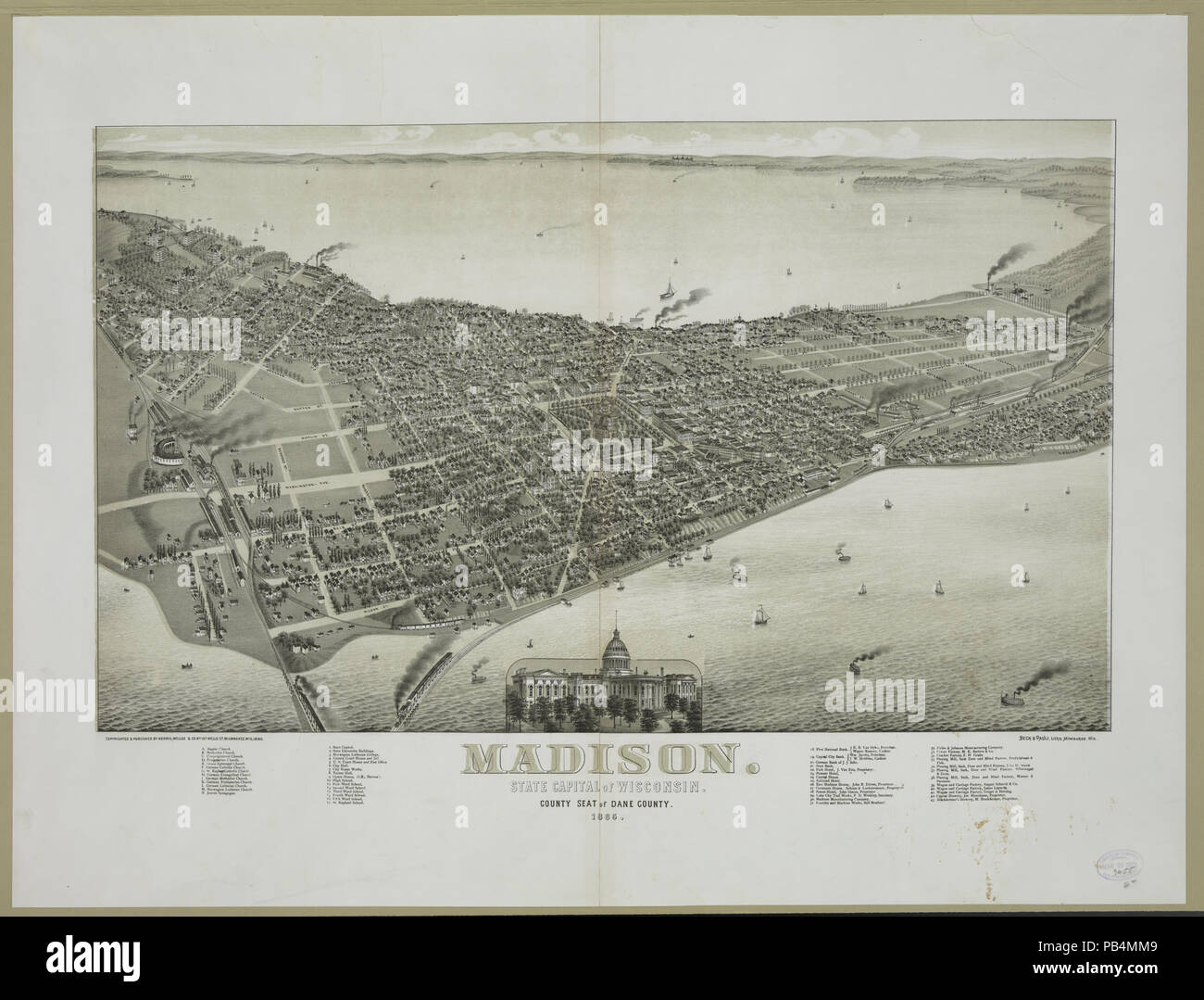 980 Madison, capitale dello stato del Wisconsin 1885 LCCN2003654972 Foto Stock