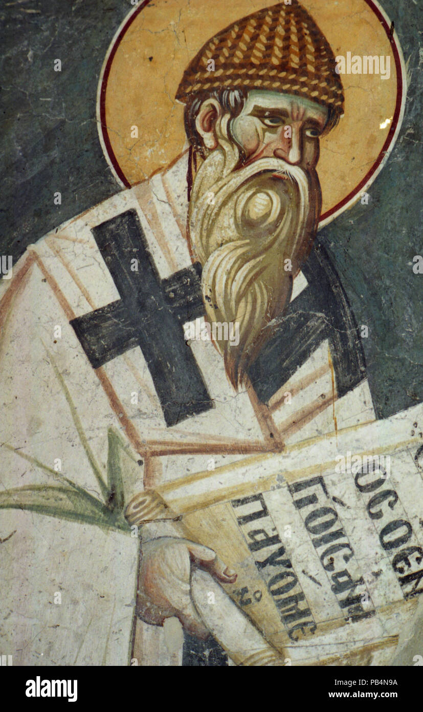 1157 dipinti nella chiesa della Theotokos Peribleptos di Ohrid 0226 Foto Stock