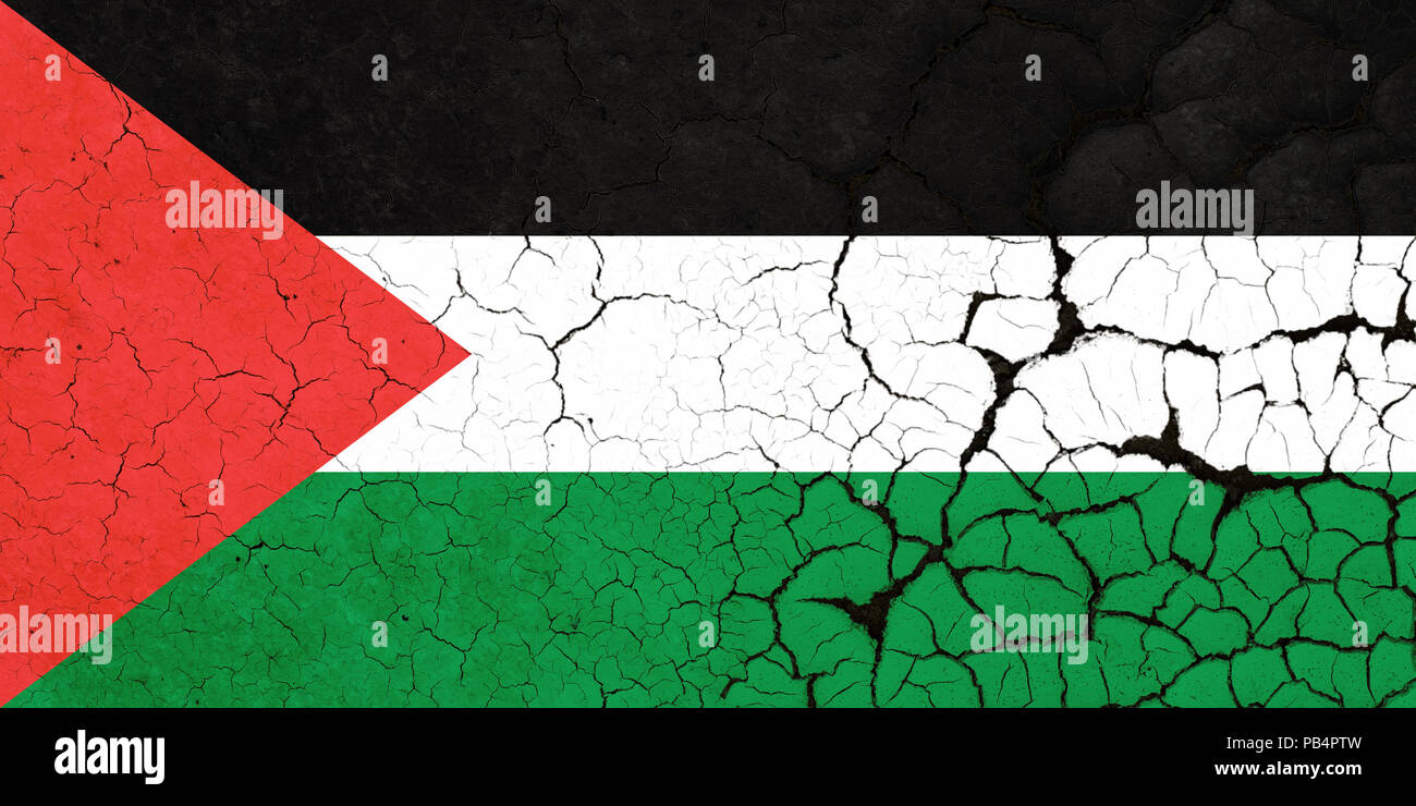 Un incrinato e fragile bandiera palestinese Foto Stock