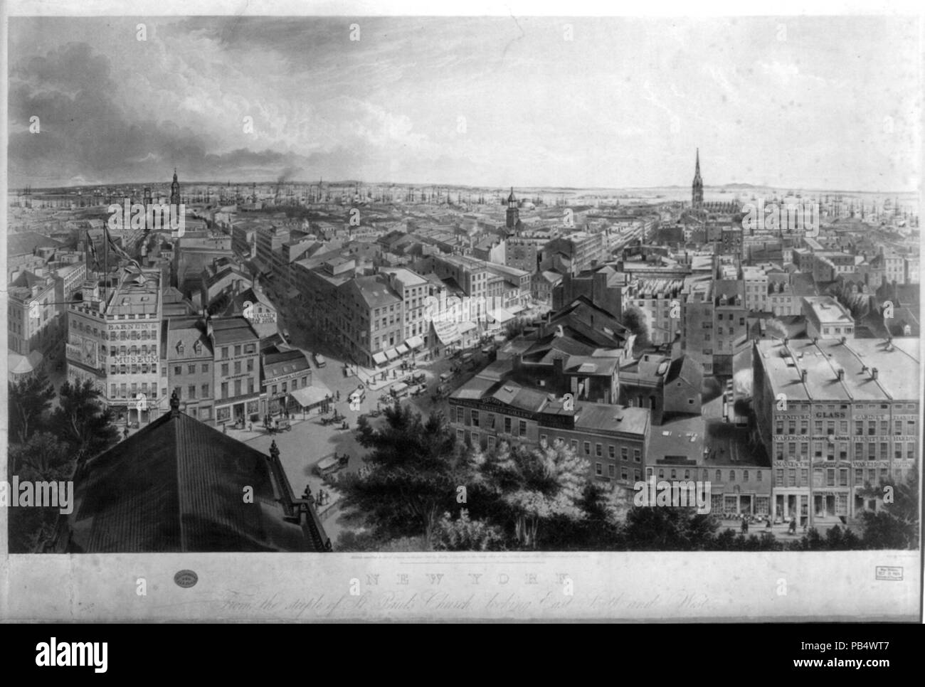 1097 New York,con la città di Brooklyn a distanza, dal campanile della chiesa di San Paolo, guardando ad est, sud e ovest LCCN2003670142 Foto Stock
