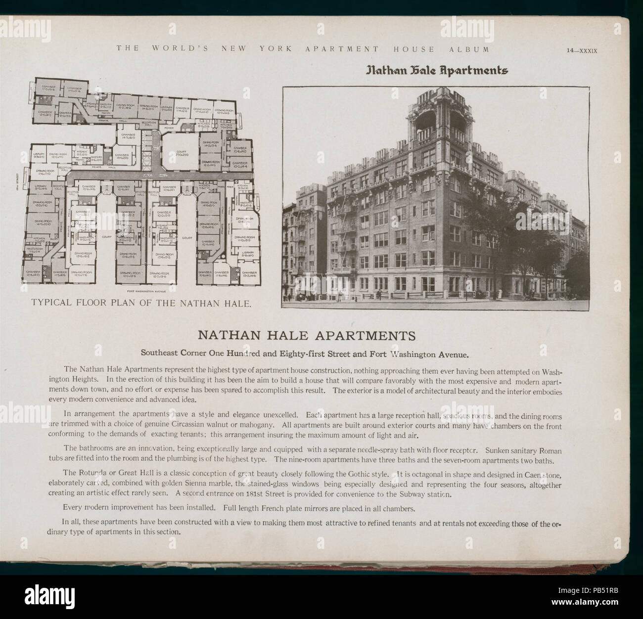 1082 Nathan Hale appartamenti. Angolo sud-est uno e cento ottanta-prima strada e Fort Washington Avenue (NYPL b11389518-417191) Foto Stock