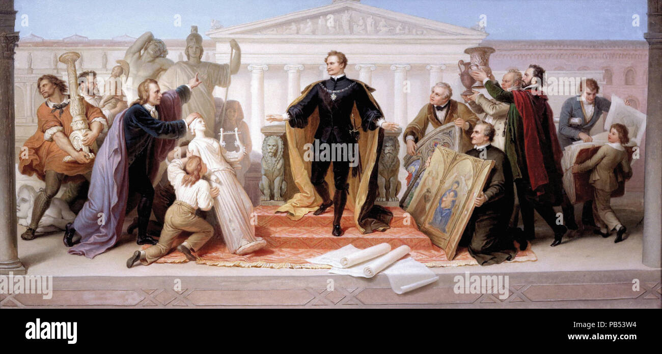 Kaulbach Wilhelm von - Re Ludwid io circondato da artisti e studiosi Foto Stock