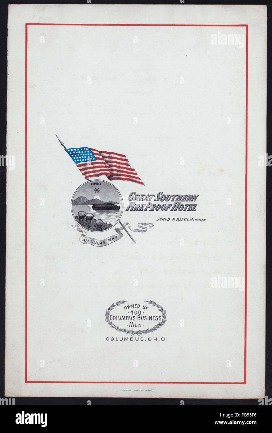 1607 La Giornata del ringraziamento per la cena (detenute da) GREAT SOUTHERN HOTEL ignifugo (a) "Columbus, Ohio" (HOTEL;) (NYPL ADE-271346-467506) Foto Stock