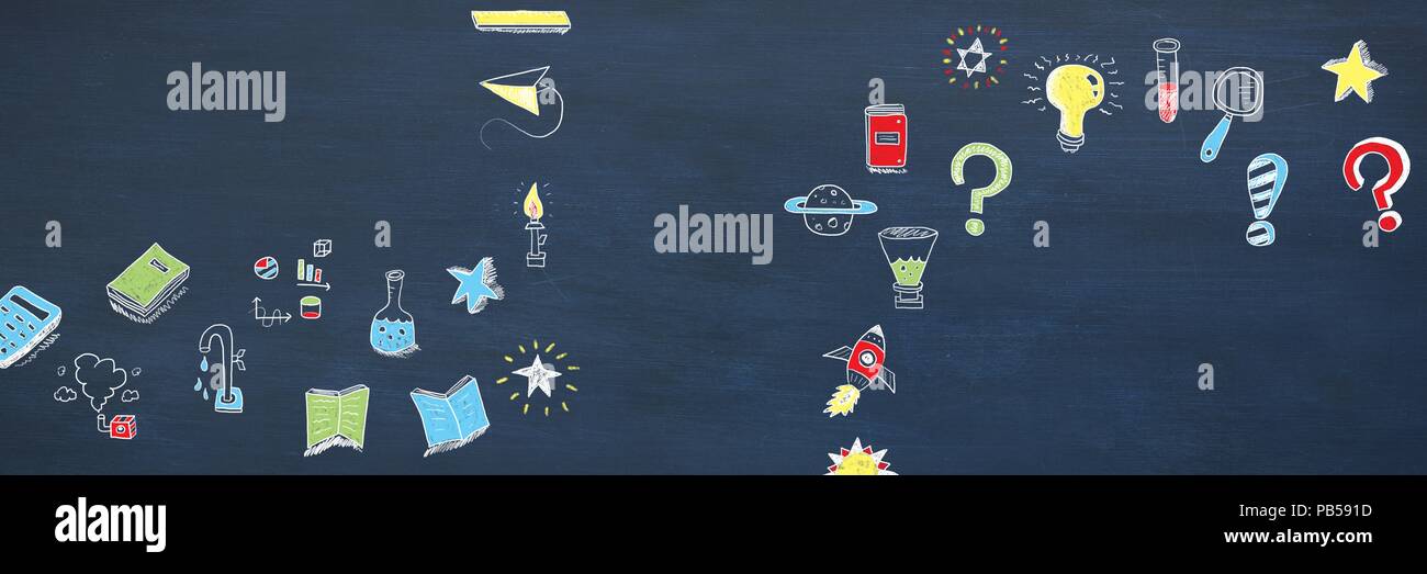 Istruzione disegno sulla lavagna per la scuola Foto Stock