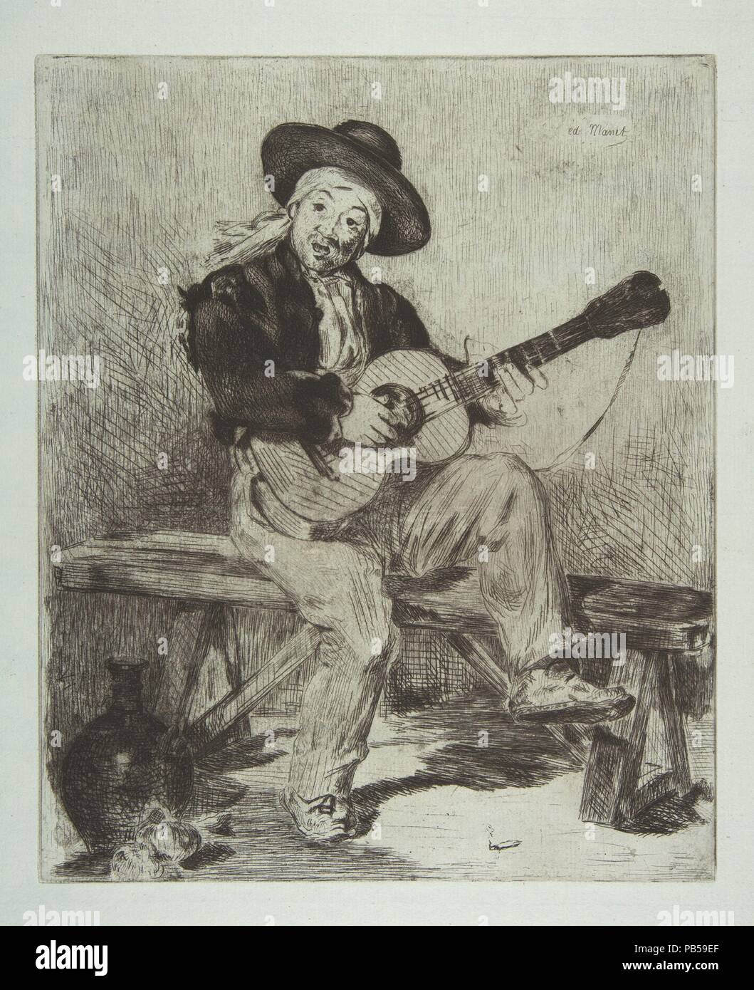 Il cantante spagnolo (Le Guitarrero). Artista: Édouard Manet (francese, Parigi Parigi 1832-1883). Dimensioni: piastra: 11 5/8 x 9 9/16a. (29,5 x 24.3cm) foglio: 18 3/16 x 13 1/4a. (46,2 x 33.7cm). Serie/Portfolio: Strolin edizione del 1905. Data: 1861-62. Museo: Metropolitan Museum of Art di New York, Stati Uniti d'America. Foto Stock