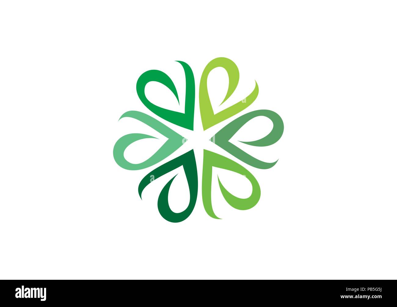 Cerchio verde logo foglie, erba ecologico botanica simbolo, naturale foglia verde lettere e icona disegno vettoriale Illustrazione Vettoriale