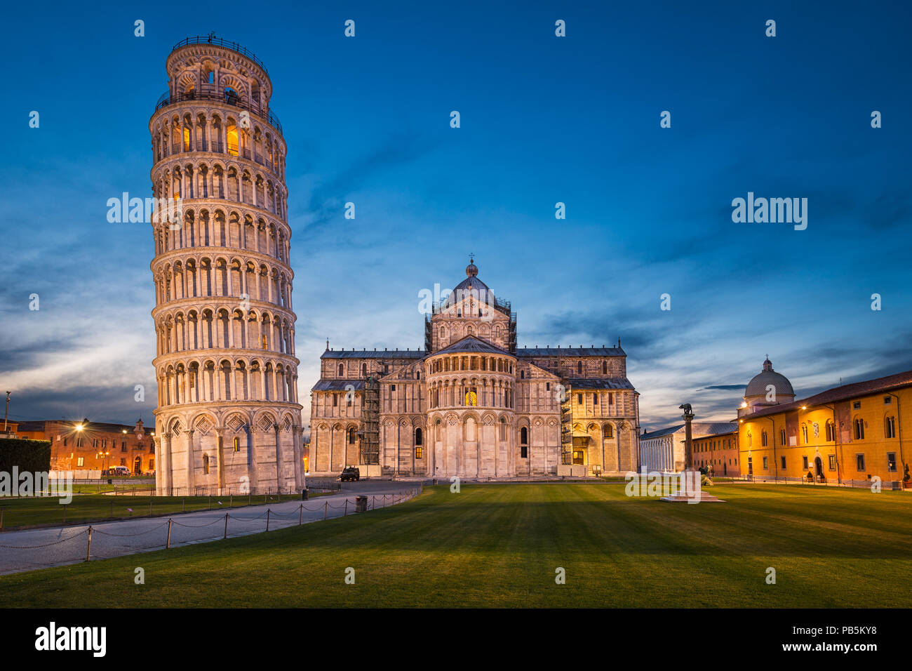 Cattedrale e la Torre Pendente di Pisa, Italia Foto Stock