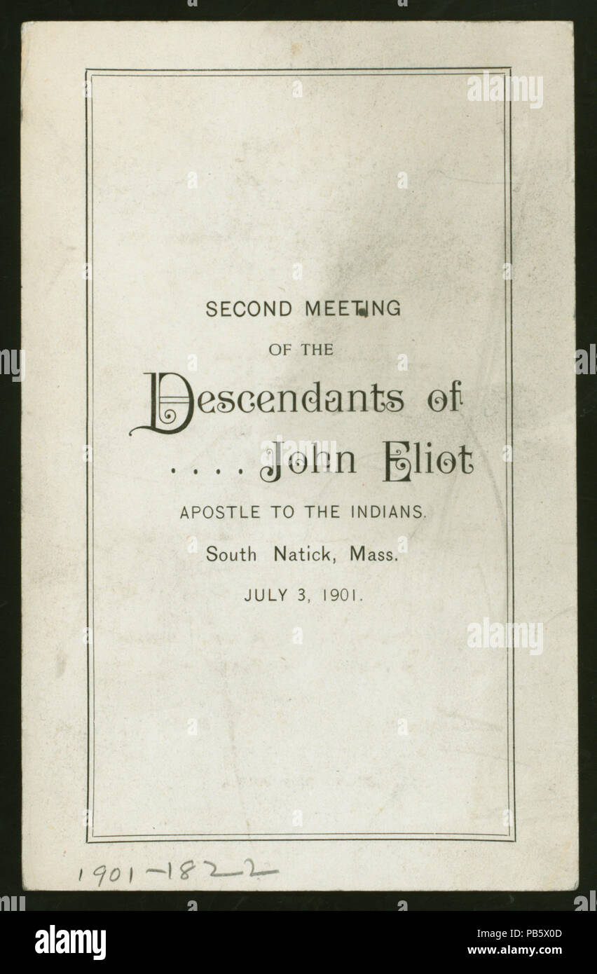 1304 SECONDA RIUNIONE DI SOPRA (detenute da) JOHN ELIOT I DISCENDENTI (a) "South Natick, MA" (NYPL ADE-276869-4000014405) Foto Stock