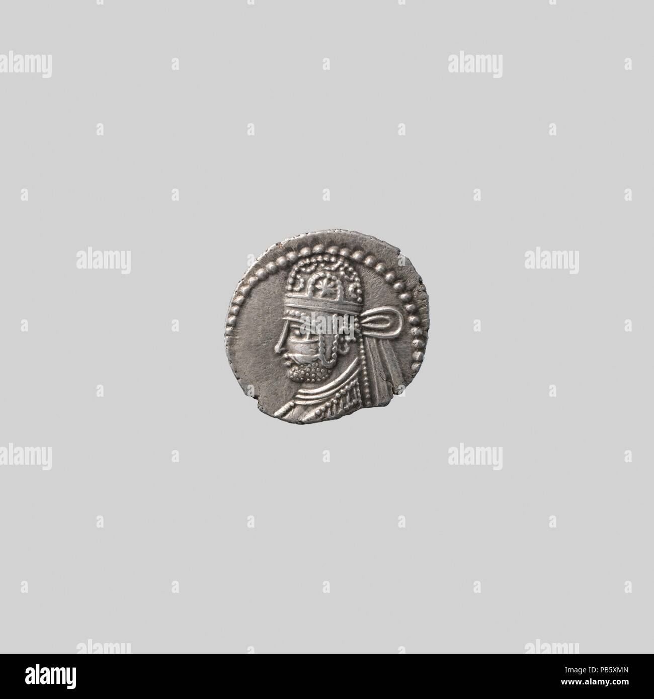 Drachm. Cultura: Parthian. Dimensioni: 0,09 in. (0,23 cm). Data: ca. A.D. 78-116. Museo: Metropolitan Museum of Art di New York, Stati Uniti d'America. Foto Stock