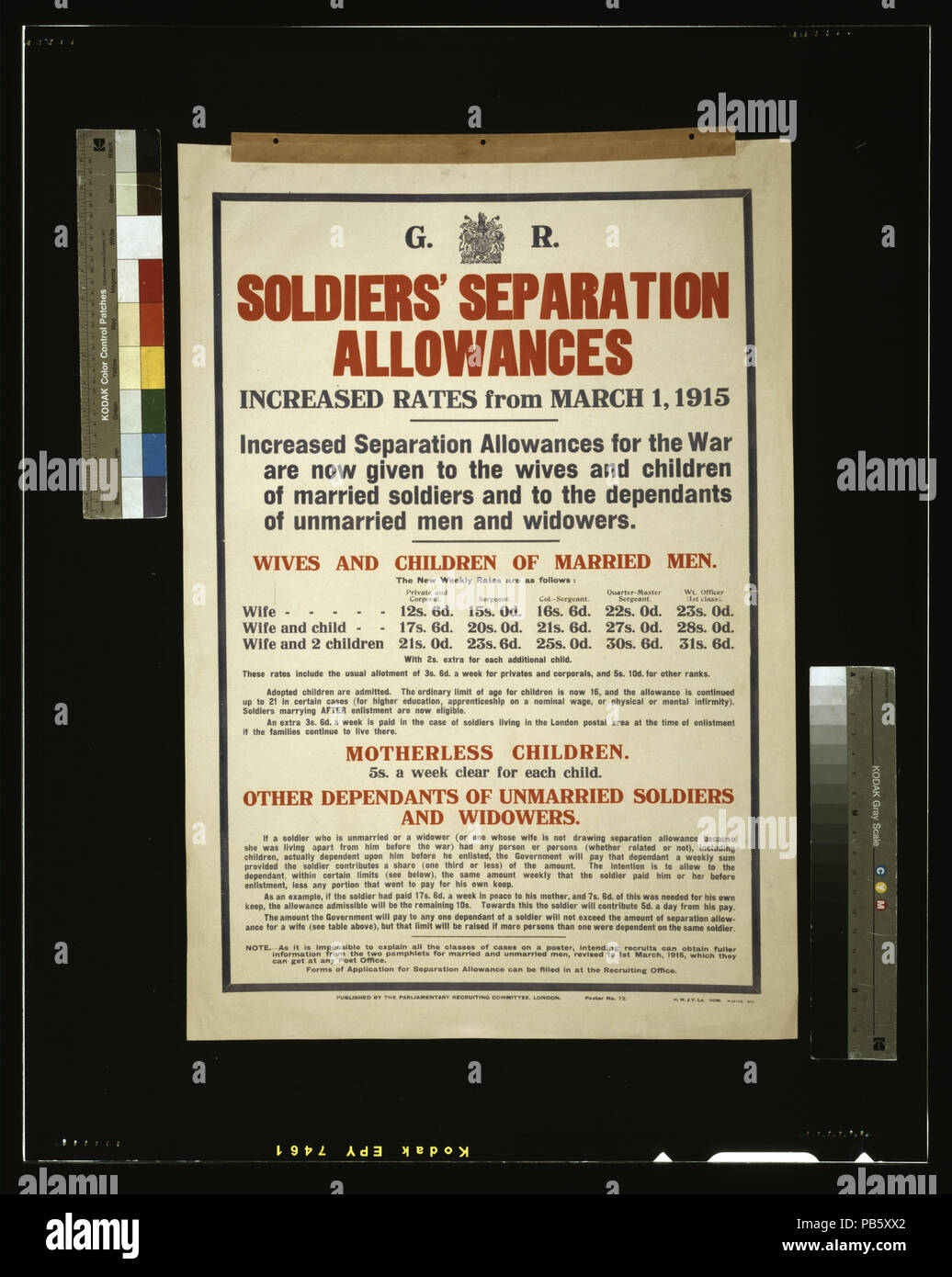 1549 soldati' INDENNITA DI SEPARAZIONE. I tassi aumentati a partire dal mese di Marzo 1, 1915 (...) LCCN2003663094 Foto Stock