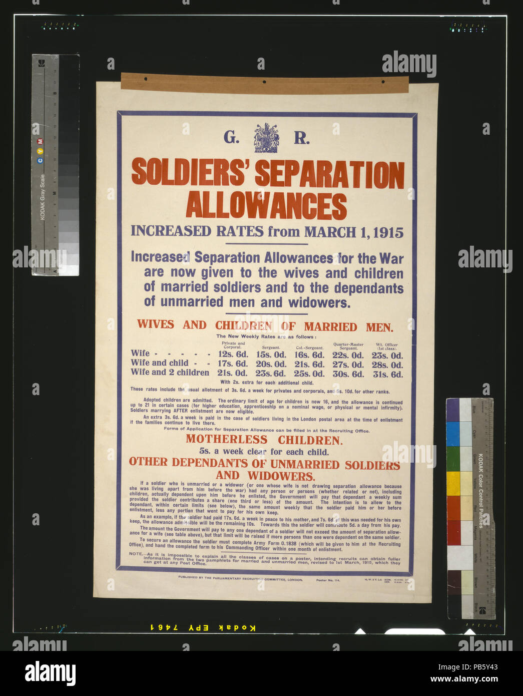 1549 soldati' INDENNITA DI SEPARAZIONE. I tassi aumentati a partire dal mese di Marzo 1, 1915 LCCN2003663193 Foto Stock