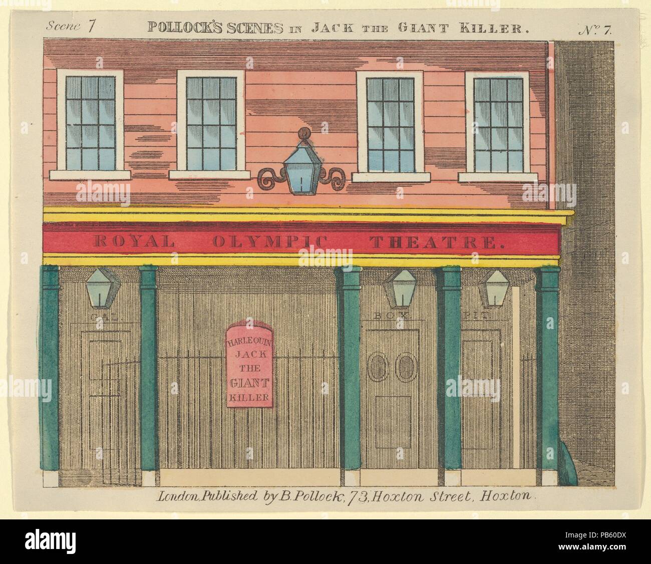 Scena 7, da Jack e l'assassino gigante, scene per un giocattolo del teatro. Dimensioni: foglio: 6 11/16 × 8 7/16 in. (17 × 21,4 cm). Editore: Benjamin Pollock (British, 1857-1937). Data: 1870-90. Museo: Metropolitan Museum of Art di New York, Stati Uniti d'America. Foto Stock