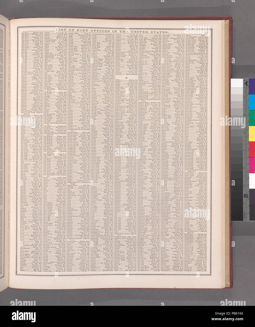 924 Elenco degli uffici postali negli Stati Uniti. (O, P) (NYPL b13663520-1510853) Foto Stock
