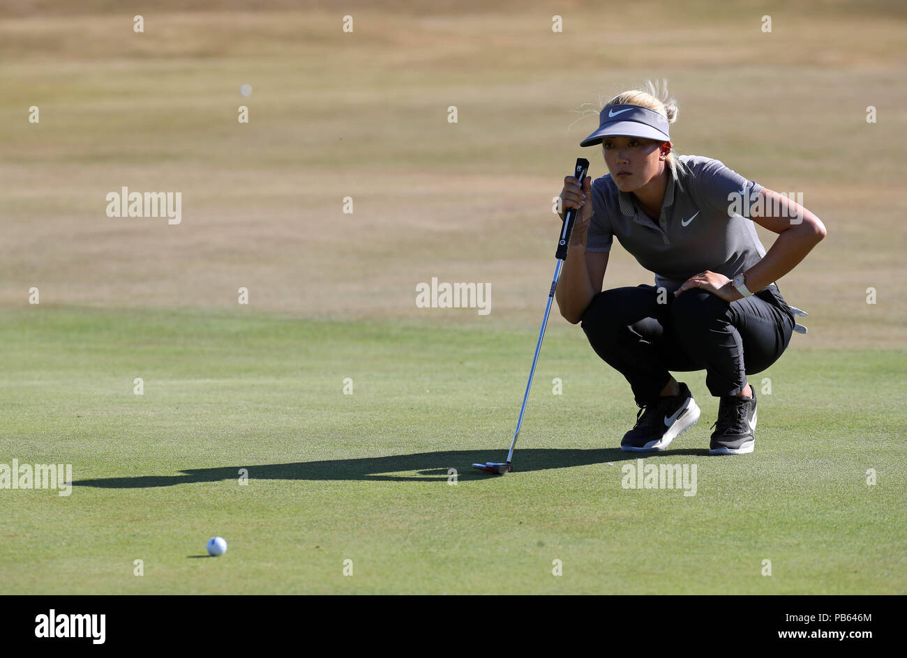 Michelle Wie degli Stati Uniti sul 18 verde durante il giorno uno dei 2018 Aberdeen Standard Investments Ladies Scottish Open al Gullane Golf Club. STAMPA ASSOCIAZIONE Foto, Foto data: Giovedì 26 luglio 2018. Il credito fotografico dovrebbe essere: Jane Barlow/PA Wire. Foto Stock