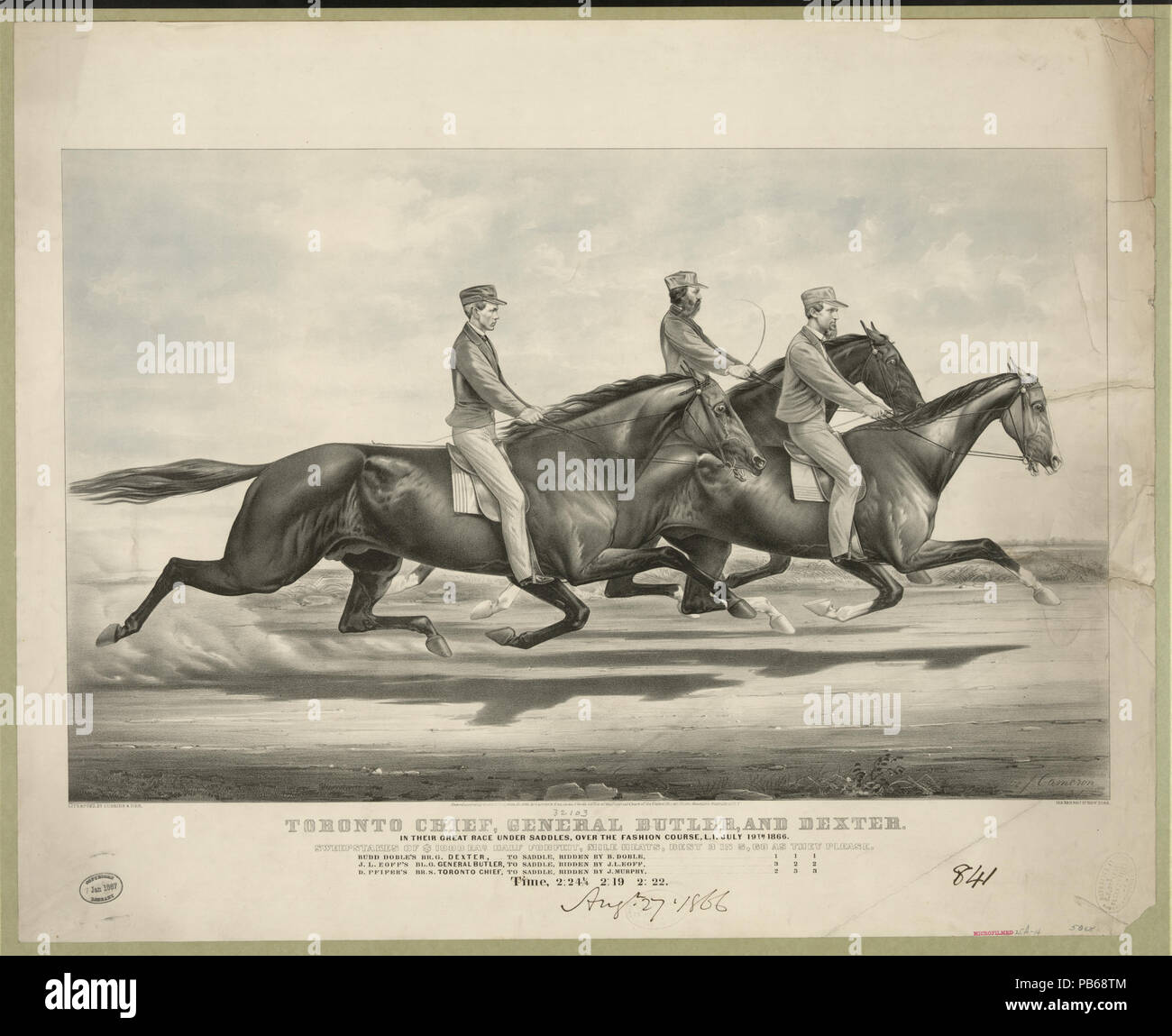 1757 Toronto Chief, Generale Butler, e Dexter- nella loro grande gara sotto selle, oltre il corso di moda, L.I. Luglio 19th, 1866 LCCN2002697351 Foto Stock