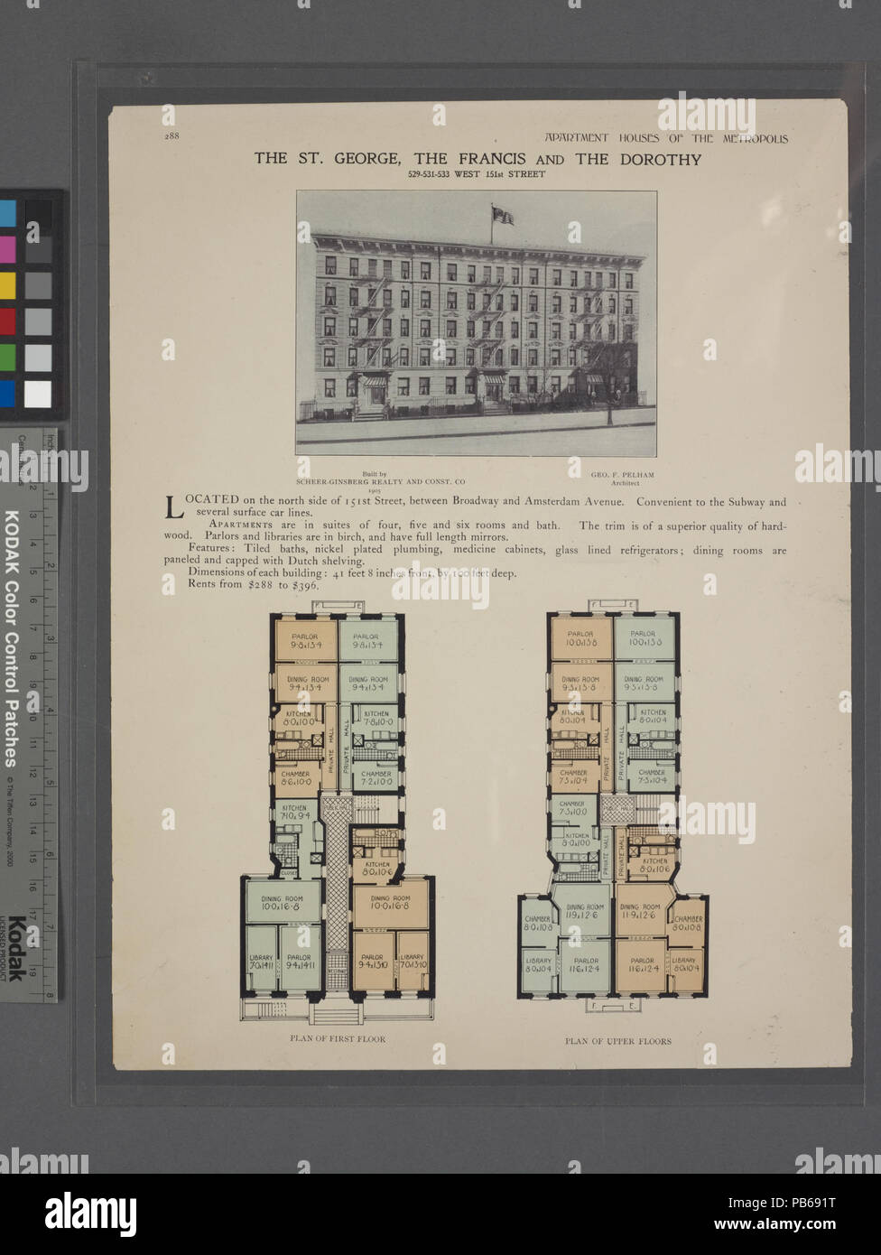 1703 La Chiesa di San Giorgio, il Fraincis e Dorothy, 529-531-533 West 151st Street; piano di primo piano; piano di piani superiori (NYPL b12647274-465712) Foto Stock