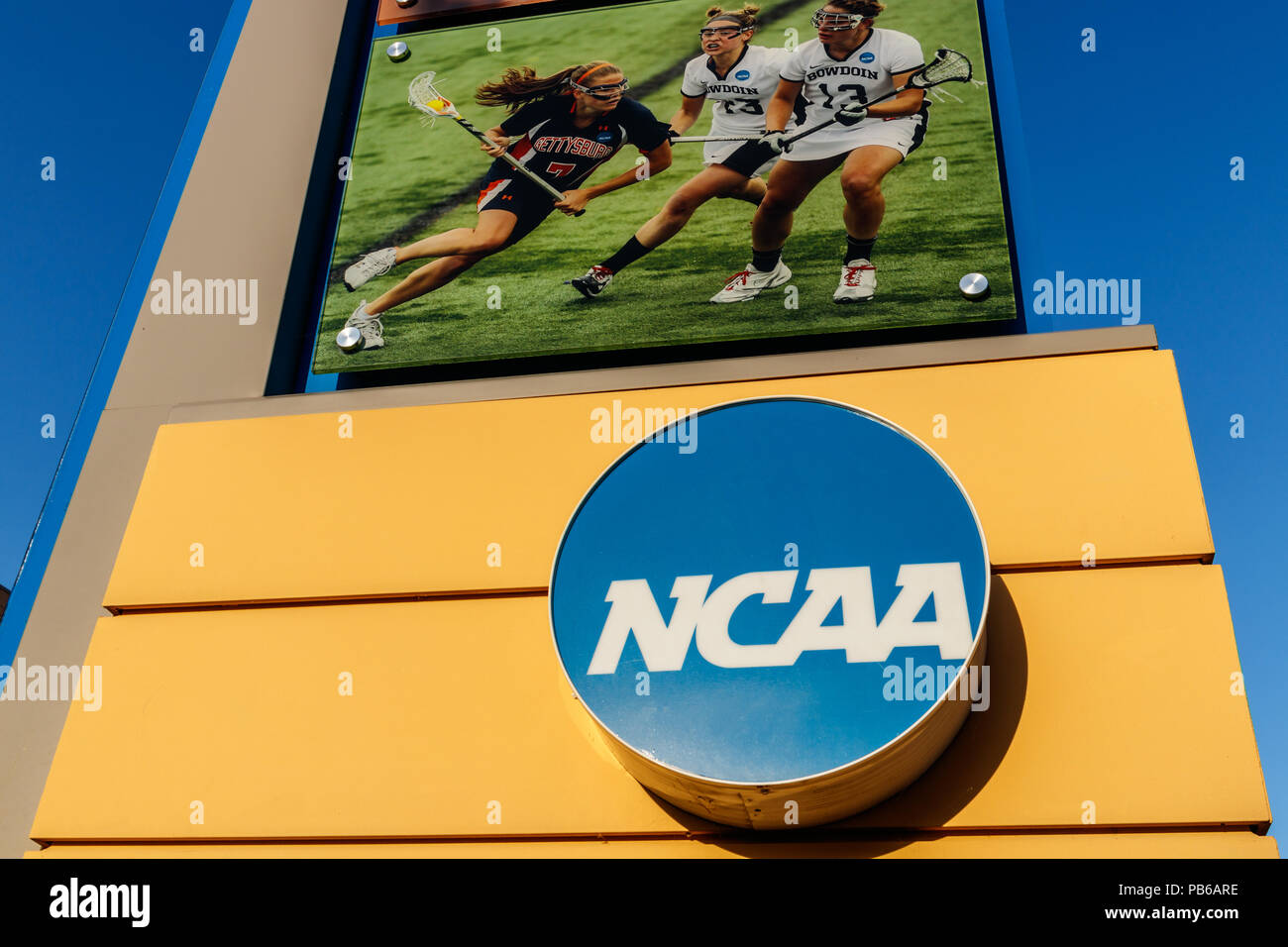 Indianapolis - Circa il luglio 2018: associazione atletica collegiale nazionale sede centrale. Il NCAA regola i programmi di atletica di molti colleges e unive Foto Stock