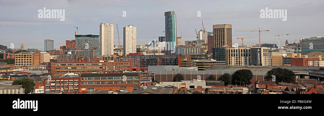Birmingham City Centre panoramica vista sullo skyline, West Midlands, England, Regno Unito, dal sud della città Foto Stock