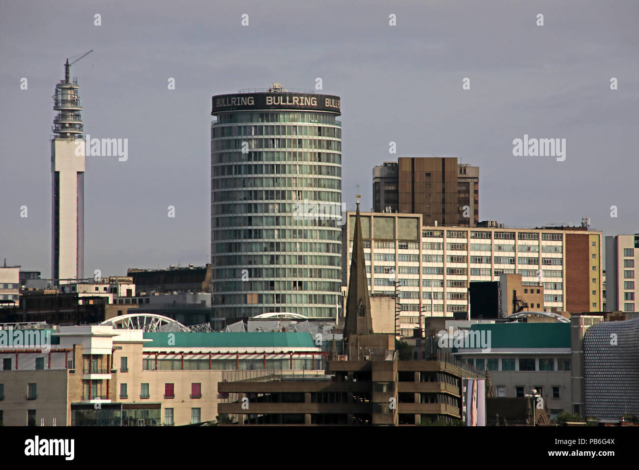 Birmingham City Centre panoramica vista sullo skyline, West Midlands, England, Regno Unito, dal sud della città Foto Stock